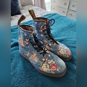 Dr Martens 1460 floral blue canvas boots